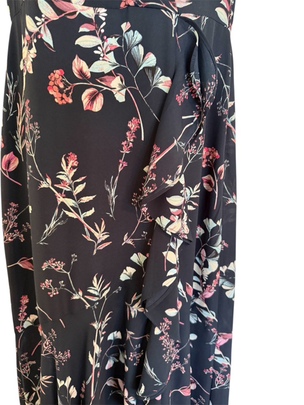 Banana Republic Navy Sleeveless Floral Ruffle Maxi Dress Size 8 - Picture 9 of 12